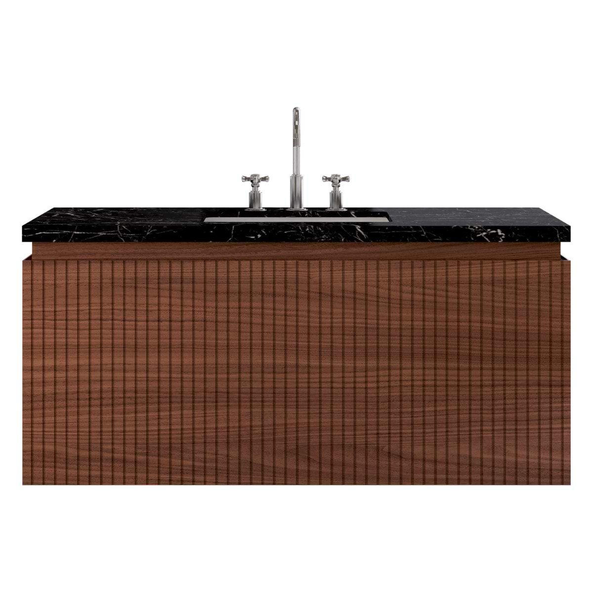 Soho Studio Melrose Walnut 48" Single Vanity with Nero Marquina Marble Top Walnut
